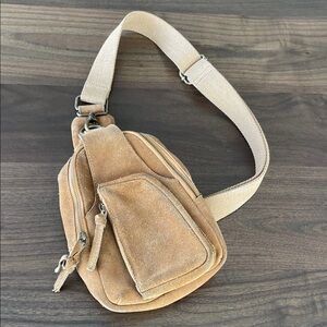 Free People Hudson Suede Sling Bag - Washed Whiskey